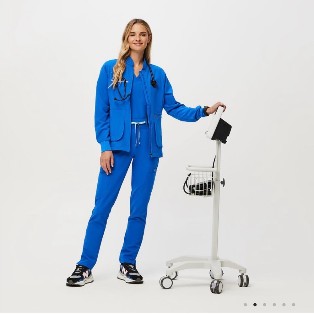 Figs Scrubs- Catarina One Pocket Scrub Top and Yola Pants- Royal Blue
